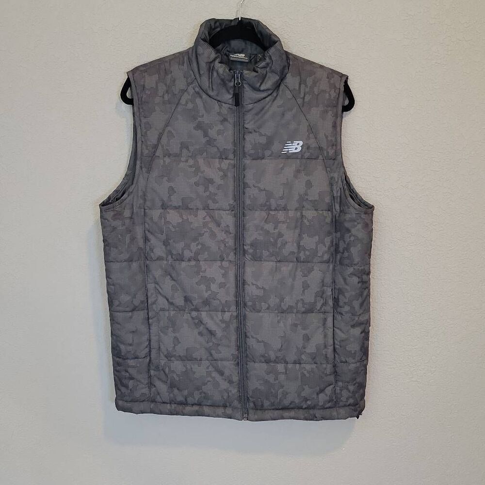 New Balance Mens Quilted Gray Puffer Vest Size M